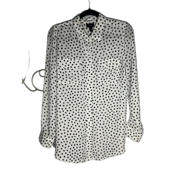 Who What Wear Tops - Who What Wear Polka Dot Button Down Shirt Size Large